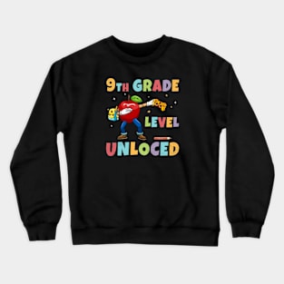 9th Grade Level Unlocked Dabbing Apple Game Pad Crewneck Sweatshirt